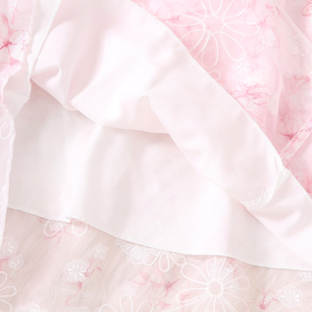 Girls Pink Flower Print Sleeveless Fit & Flare Dress Casual Dresses