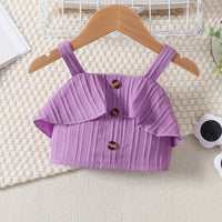 Girls Purple Ruffle Sleeveless Crop Top With Shorts Sets 2 pc. Sets