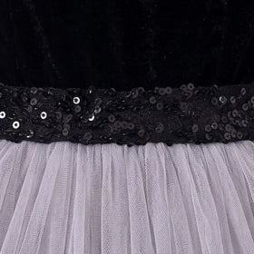 Girls Black Sleeveless Flared Party Gown Party Dresses