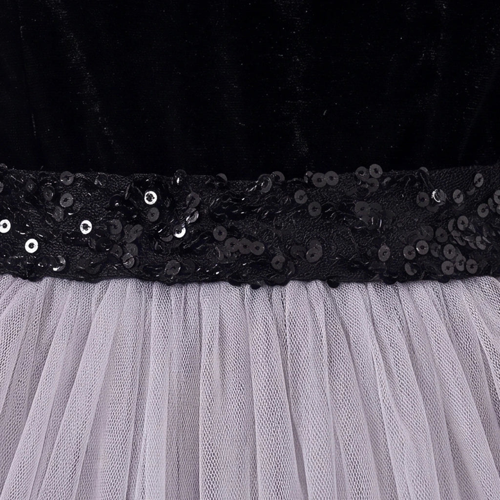Girls Black Sleeveless Flared Party Gown Party Dresses