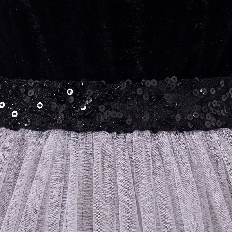 Girls Black Sleeveless Flared Party Gown Party Dresses