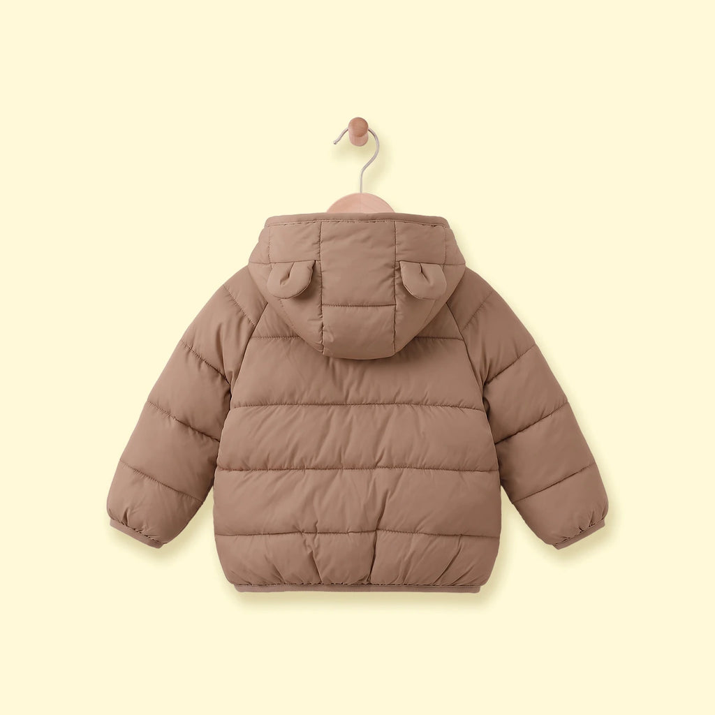 Boys Brown Hooded Quilted Puffer Jacket Coats & Jackets