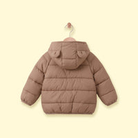 Boys Brown Hooded Quilted Puffer Jacket Coats & Jackets