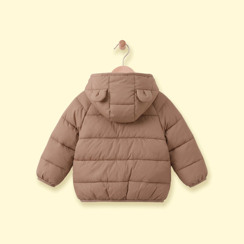 Boys Brown Hooded Quilted Puffer Jacket Coats & Jackets