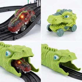 Dinosaur Track Car Toy Set for Kids -59 PCS DIY Race Track with 2 Dino Cars Educational Toy for Boys & Girls Trending Accessories