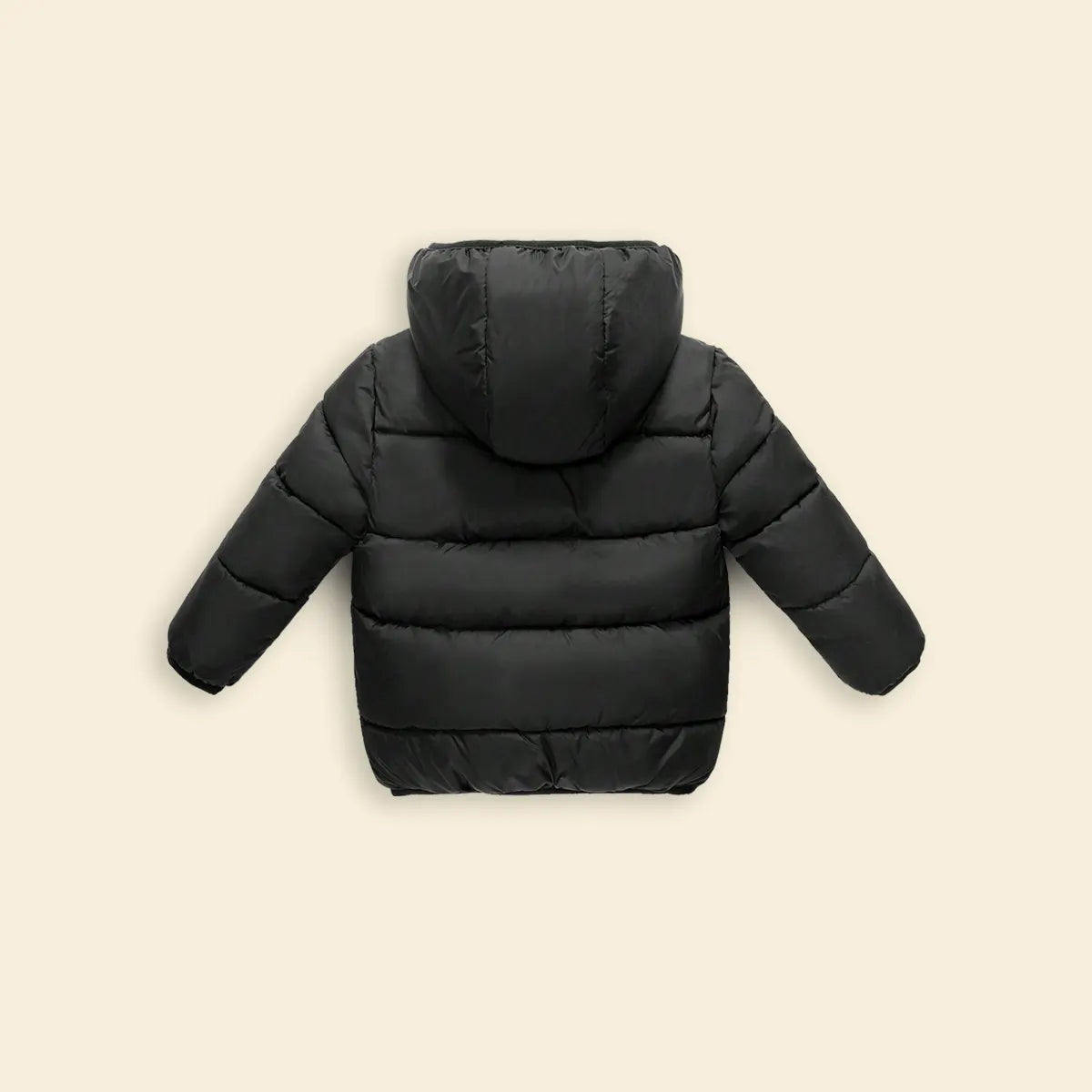 Boys Black Hooded Puffer Jacket With Sherpa Fleece Lining Coats & Jackets