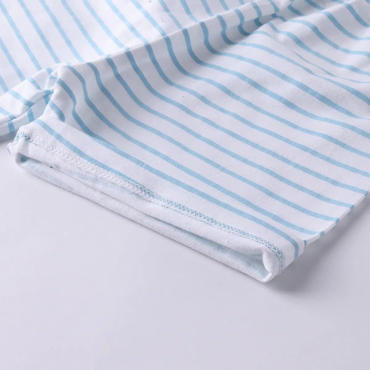 Boys Sky Blue Animal Graphics Short Sleeve T-Shirt With Striped Drawstring Shorts Sets Sets