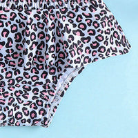 Girls Black Leopard Print One Shoulder Top With Briefs Swimwear Sets Sets