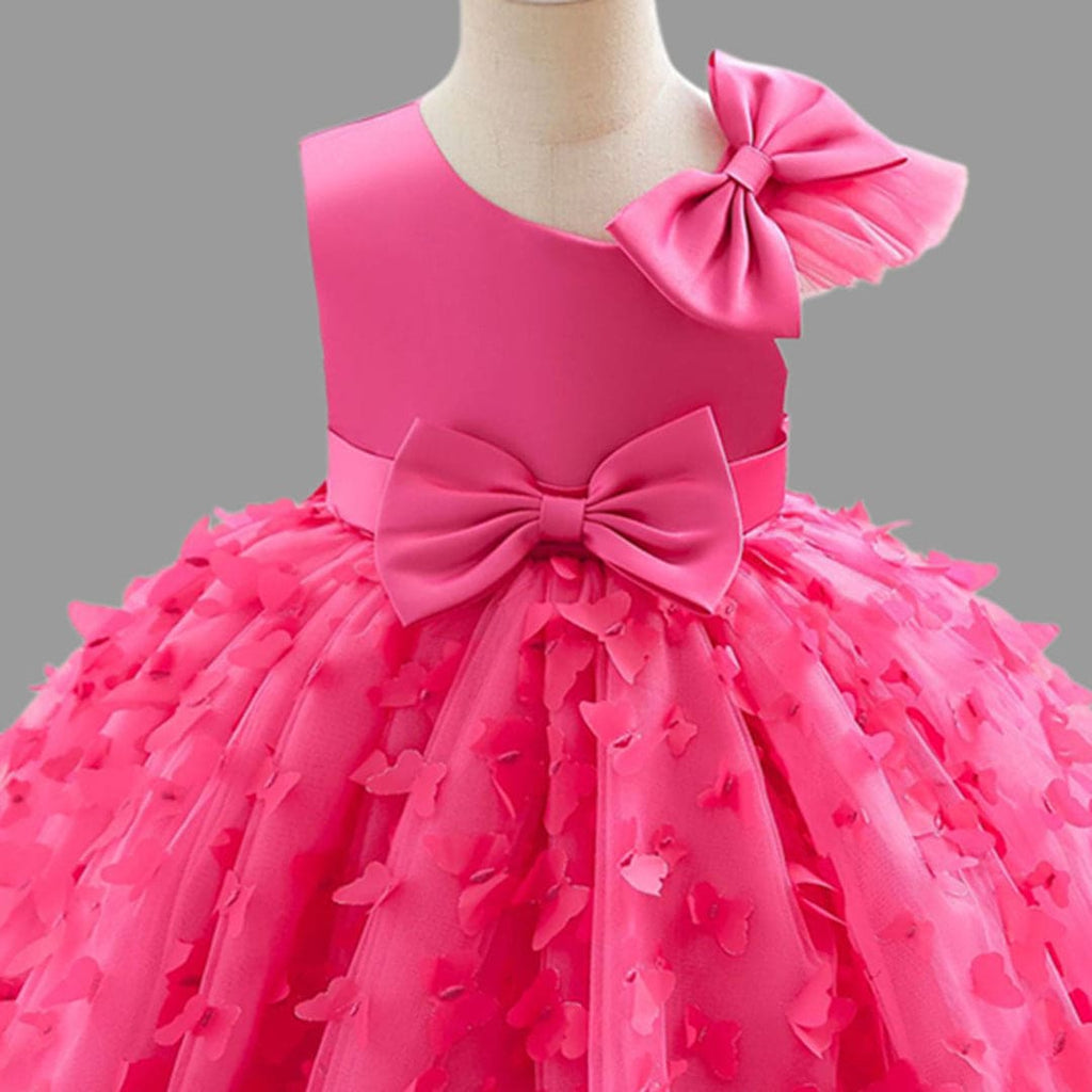 Girls Butterfly Applique Sleeveless Party Dress Party Dresses   