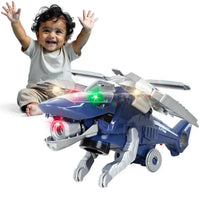 Kids Blue Mechanical Dinosaur Helicopter Toy with Lights & Music Trending Accessories