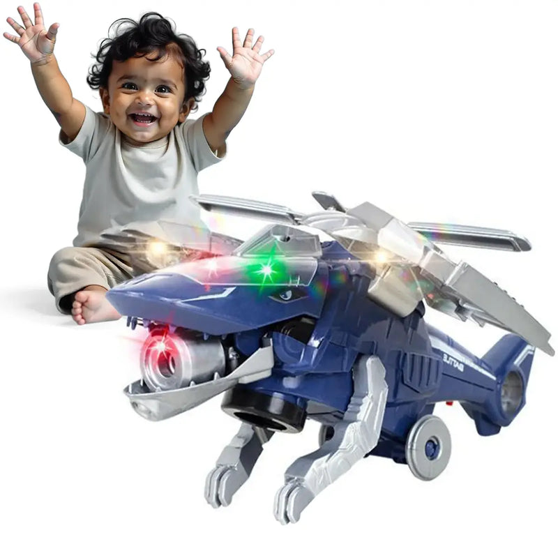 Kids Blue Mechanical Dinosaur Helicopter Toy with Lights & Music Trending Accessories