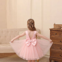Girls Pink Beaded Neck Sleeveless Fit & Flare Party Wear Dress Party Dresses