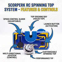 Unisex blue spinning top battle toy with electronic speed launcher