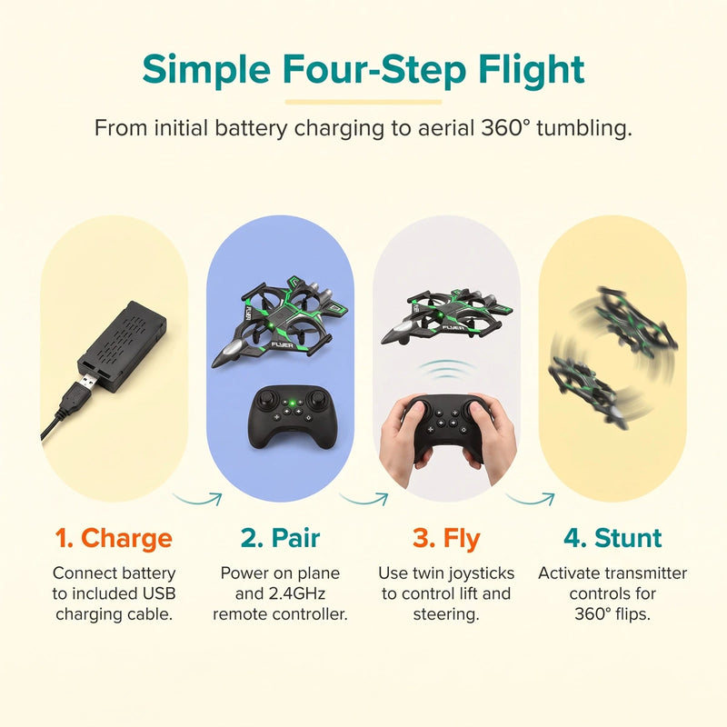 Remote Control Star Fighter Plane with Bright LED Lights Wireless Controller Stable Flying RC Toy for Kids Trending Accessories