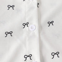 Girls White Bow Print Peter Pan Collar Top With Elasticated Skirt Sets Sets