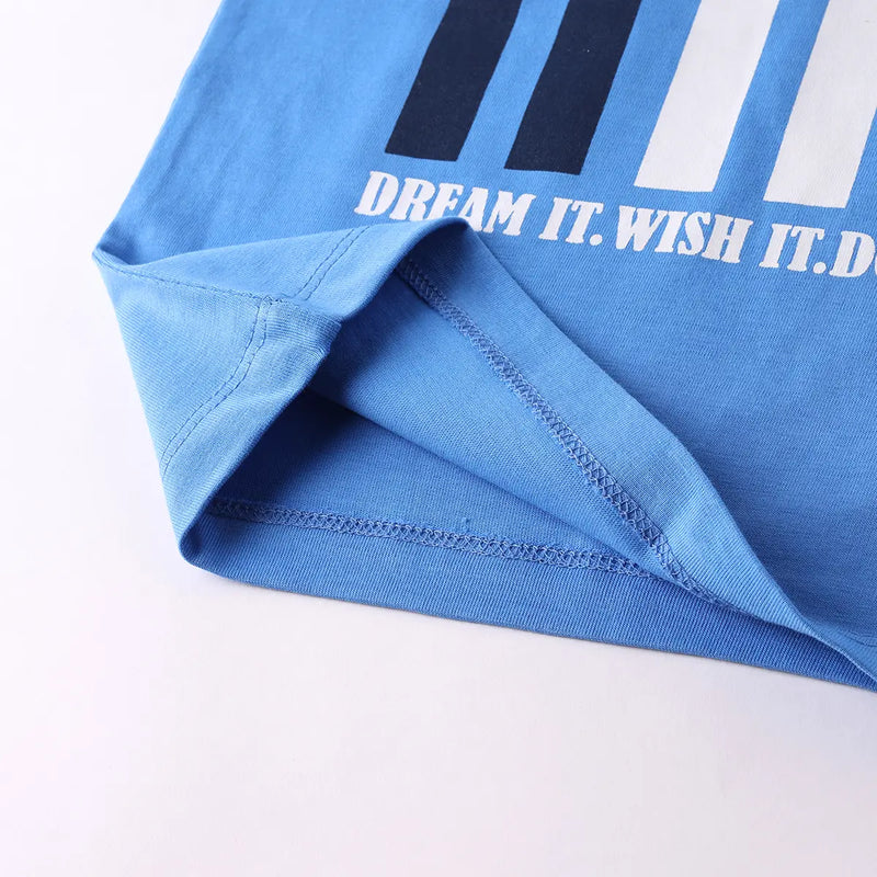 Boys Blue Graphic Short Sleeves T-Shirt With Drawstring Shorts Sets Sets