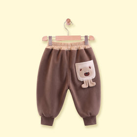 Boys Brown Paw Applique Jogger Joggers