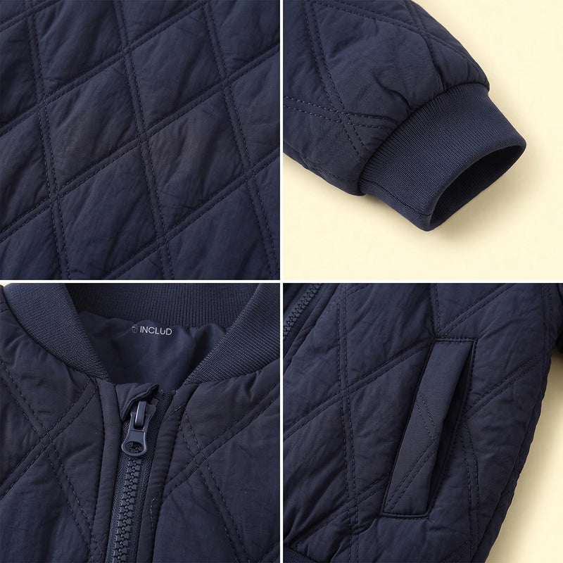 Boys Navy Blue Long Sleeve Zip-Up Bomber Jacket Coats & Jackets