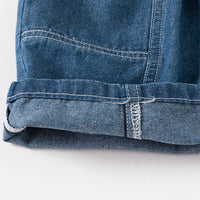 Boys Blue Solid Denim Shorts With Elasticated Waistband Shorts