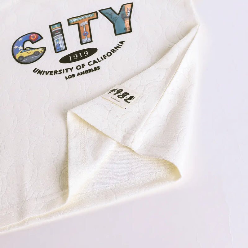 Boys Off White Typographic Printed Short Sleeve T-shirts With Elasticated Shorts Sets Sets
