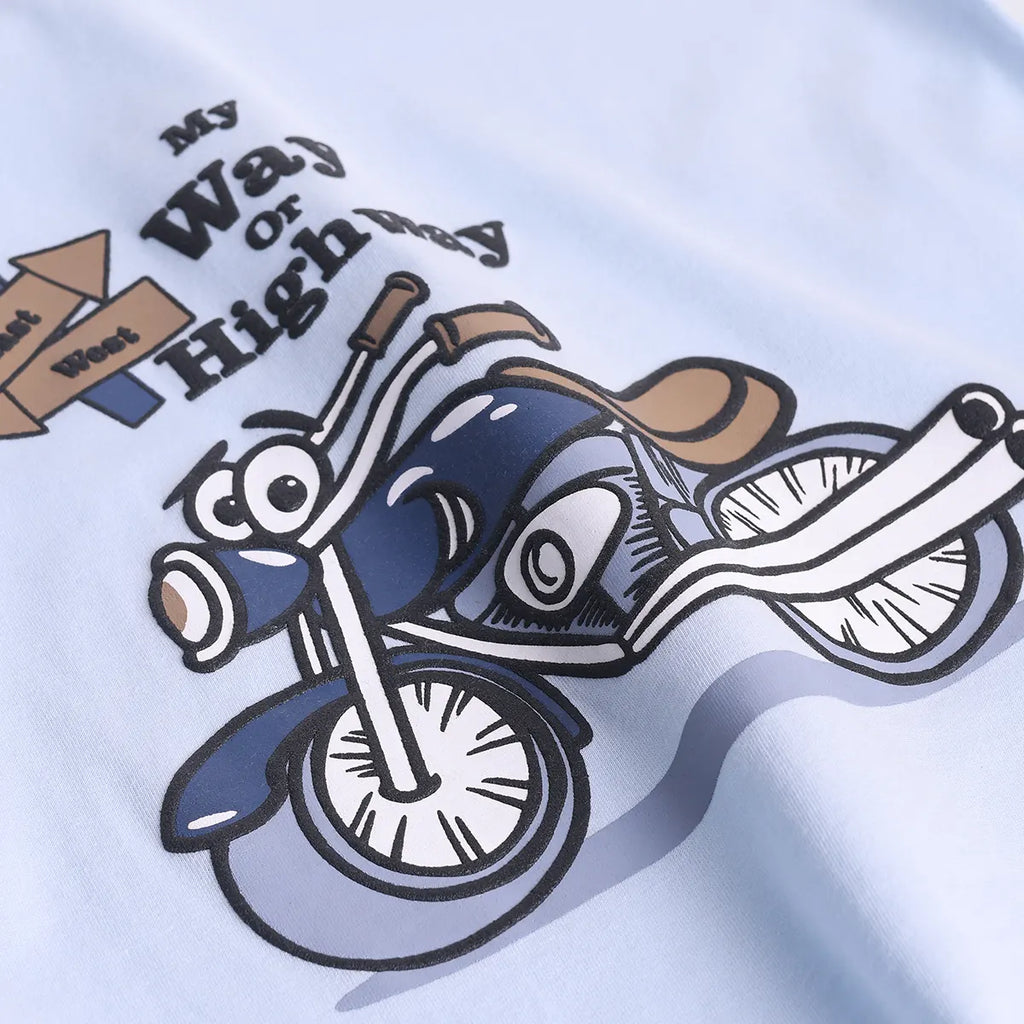 Boys Blue Biker T-Shirt With Elasticated Shorts Sets 2 pc. Sets