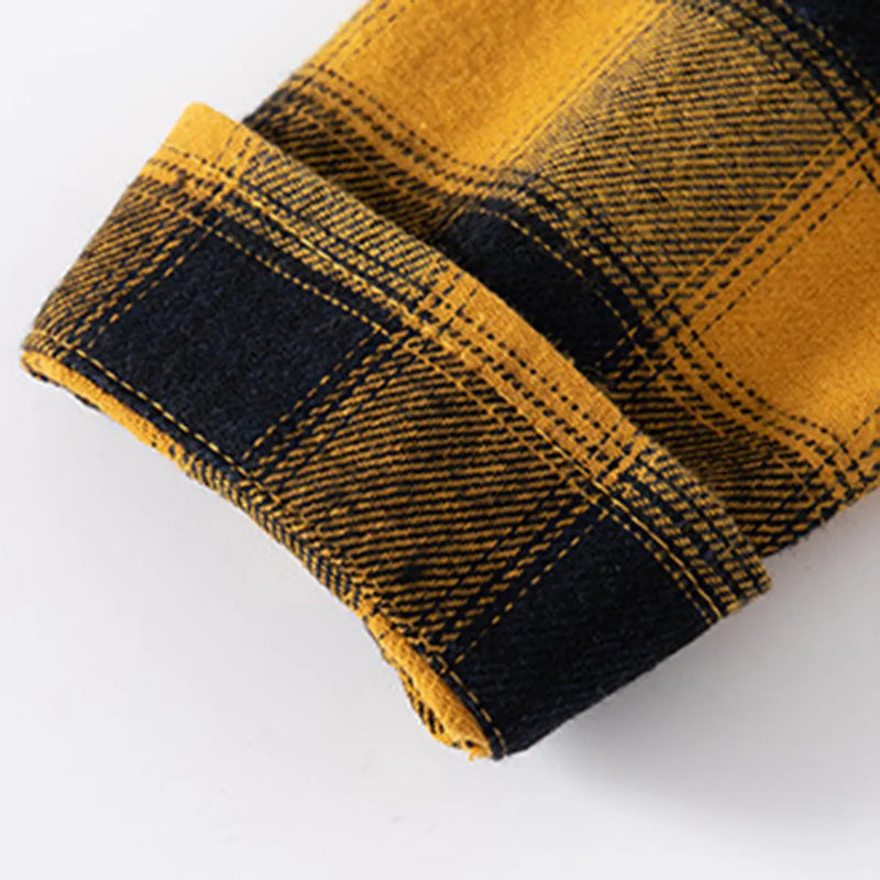 Boys Yellow Checked Flannel Long Sleeves Shirts Shirts