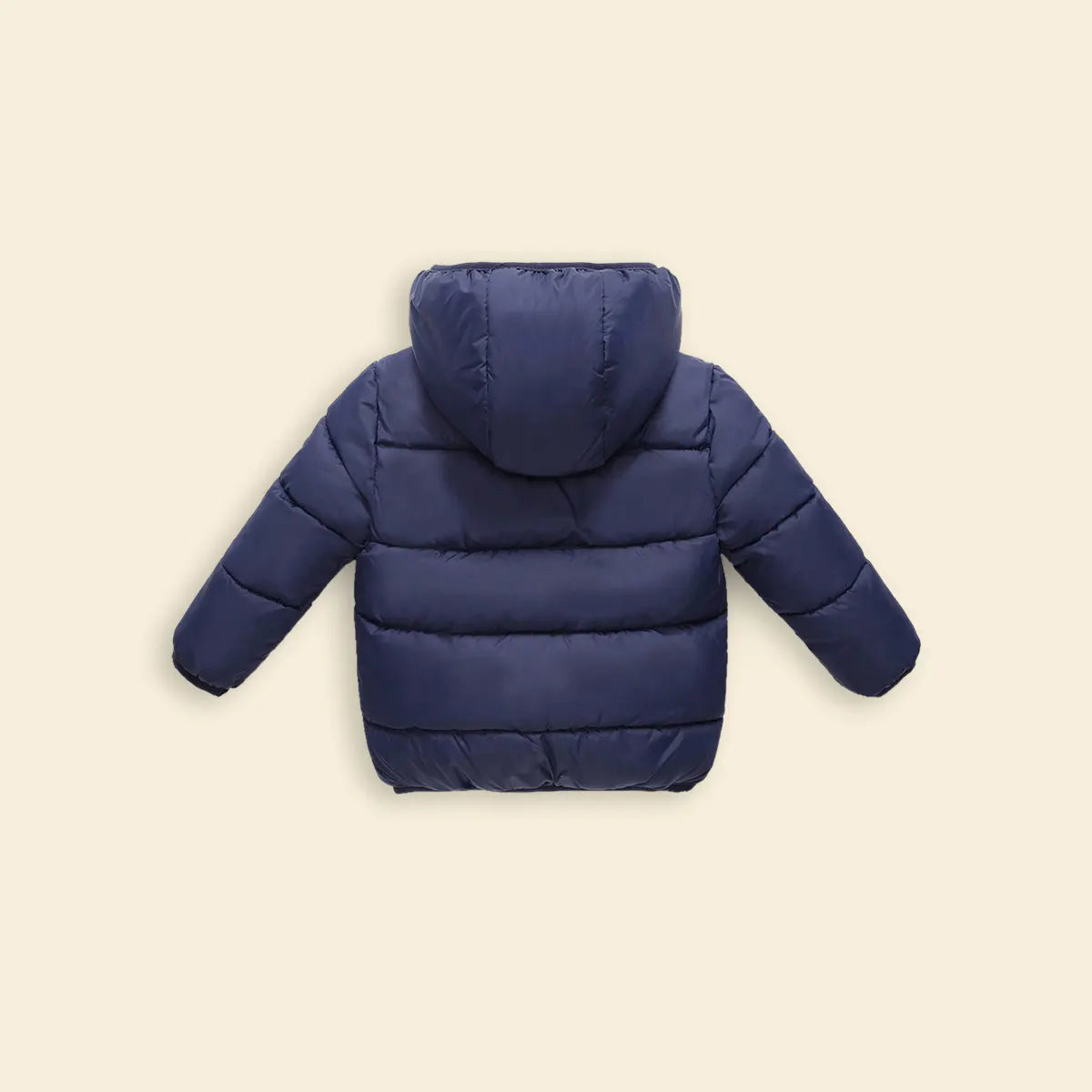 Boys Navy Blue Hooded Puffer Jacket With Sherpa Fleece Lining Coats & Jackets