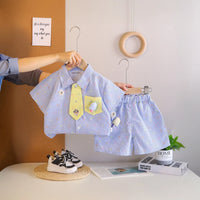 Boys Blue Puppy Applique Short Sleeve Shirt With Shorts Sets 2 pc. Sets Blue 1-2 Y