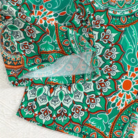 Girls Bright Green Ruffle Layered Top With Paisley Print Pants Set Sets