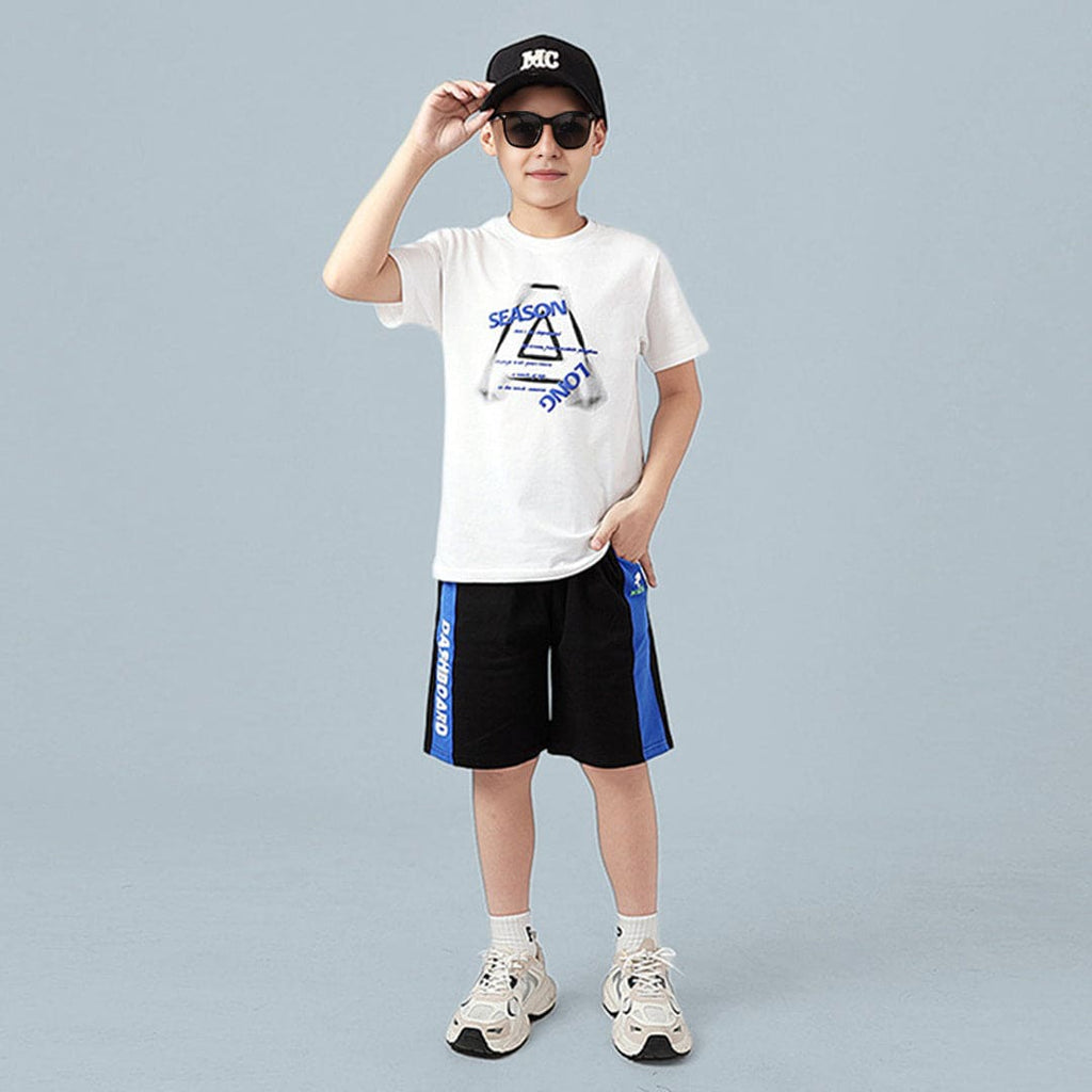 Boys Printed Shorts Sleeves T-Shirt Tshirts White 6-7 Y