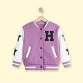 Girls Lavender Typographic Long Sleeve Varsity Jacket Coats & Jackets Lavender 1-2 Y