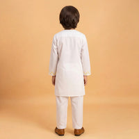 Boys White Embroidered Kurta With Pajama Sets Ethnicwear Boys