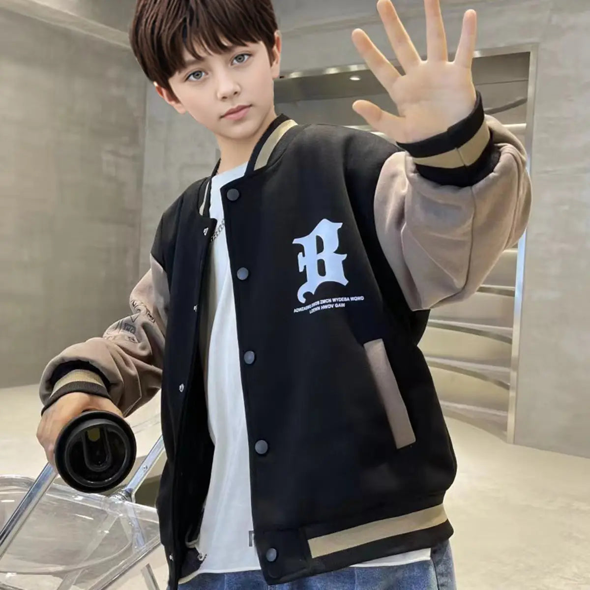 Boys Long Sleeve Baseball Bomber Varsity Jacket Coats & Jackets