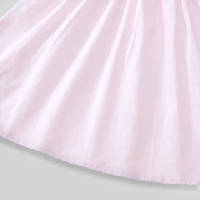 Girls Light Pink Embroidered Puff Sleeve Fit & Flare Dress Casual Dresses