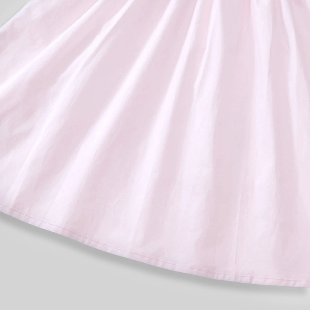 Girls Light Pink Embroidered Puff Sleeve Fit & Flare Dress Casual Dresses