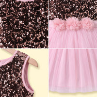 Girls Light Pink Sequins Embellished Party Gown Party Dresses