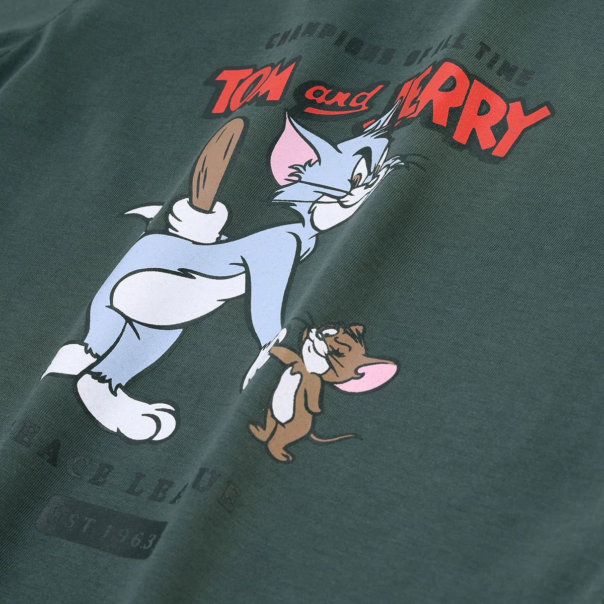 Boys Olive Tom And Jerry Graphic Short Sleeve T-Shirt With Shorts Sets 2 pc. Sets