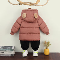 Girls Dusty Rose Solid Hooded Quilted Down Jacket Coats & Jackets