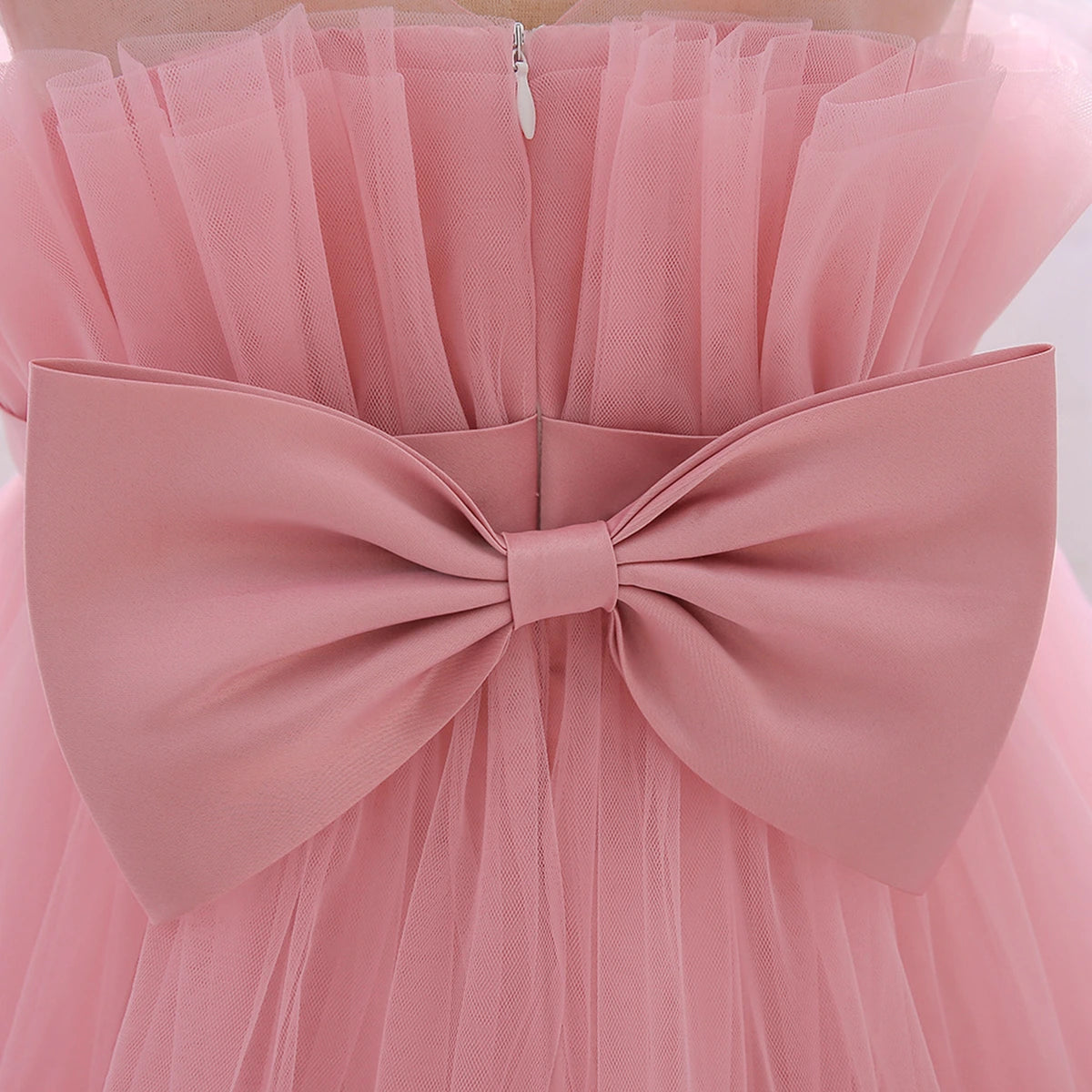 Girls Pink Sleeveless Tutu Partywear Dress With Back Bow Party Dresses