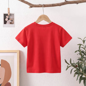 Girls Red Short Sleeve Floral Print T-Shirt Tshirts