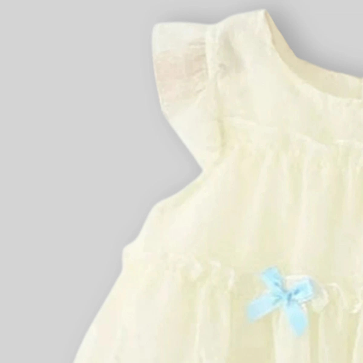 Girls Beige Bow Applique Tiered A-line Dress Casual Dresses