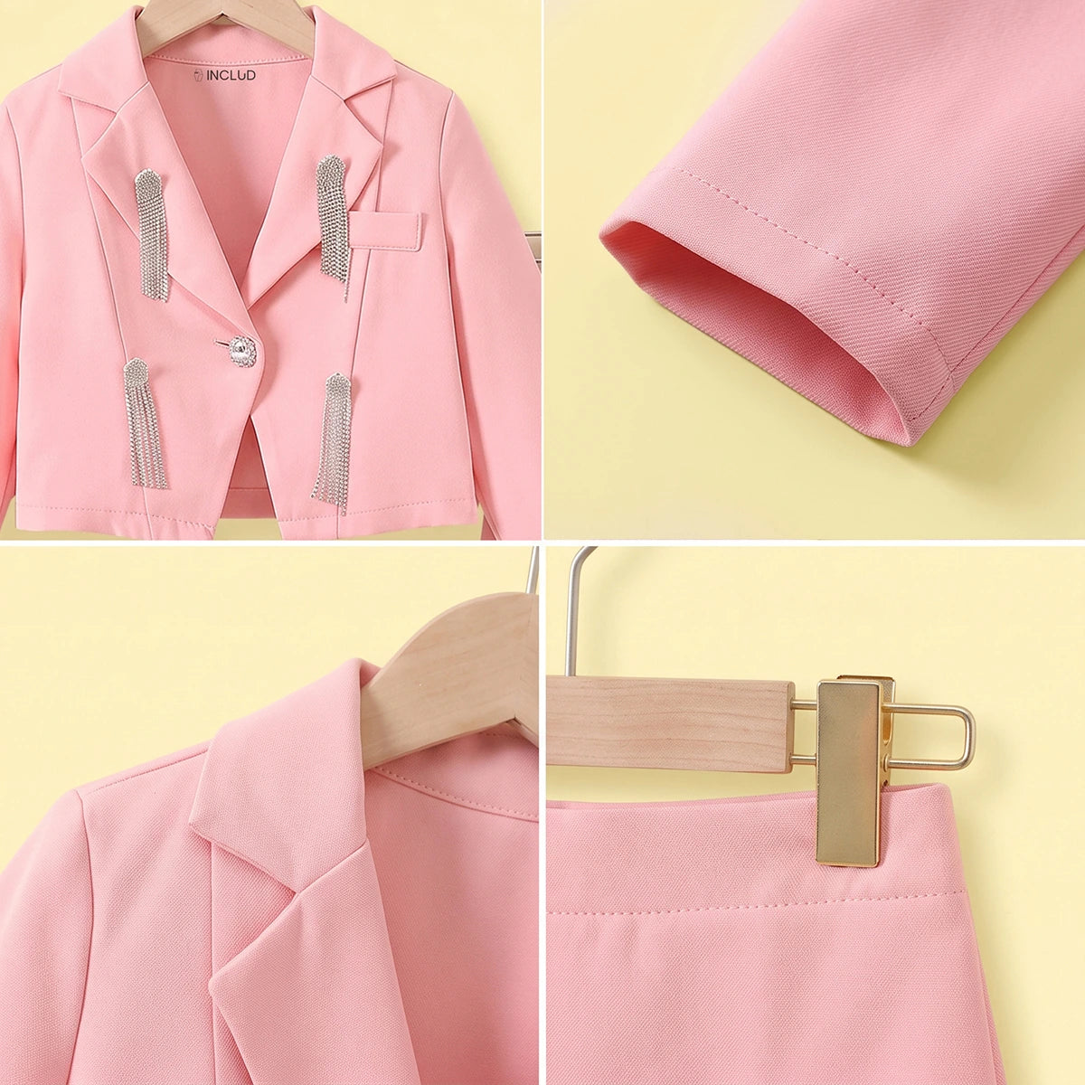 Girls Light Pink Long Sleeve Blazer & Skirt Sets 2 pc. Sets