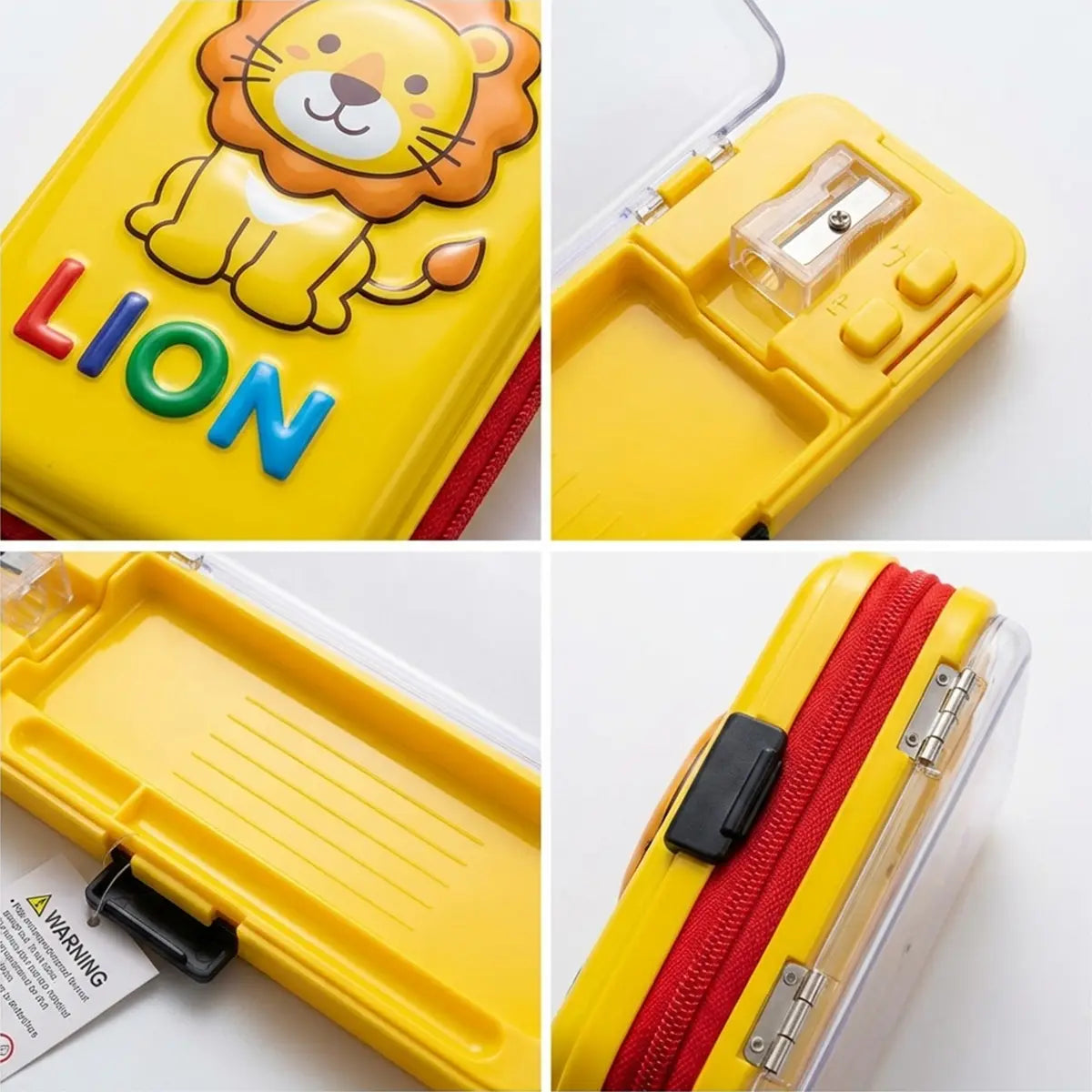 Lion Cartoon Magnetic Pencil Box with Built-in Sharpener Trending Accessories