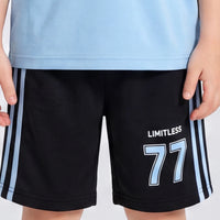 Boys Blue Typography Print Raglan Sleeve T-Shirt With Shorts Sets 2 pc. Sets