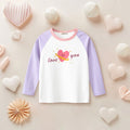 Girls Printed Raglan Sleeves T-shirt Tshirts Purple 1-2 Y 