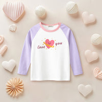 Girls Printed Raglan Sleeves T-shirt Tshirts Purple 1-2 Y 