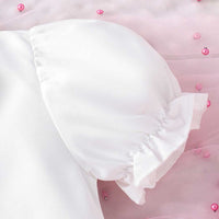 Girls Puff Sleeve Shirt With Bow & Suspender Skirt Set 2 pc. Sets   