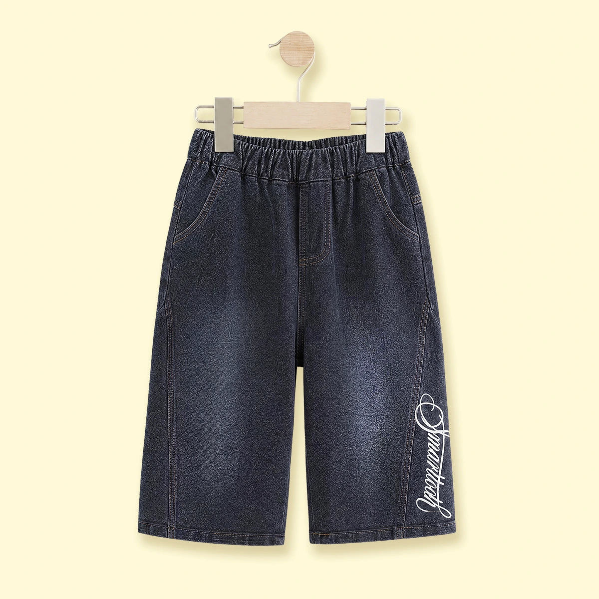 Boys Blue Typographic Denim Shorts Shorts Blue 1-2 Y