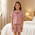 Girls Pink Textured Short Sleeve Top With Shorts Sets 2 pc. Sets Pink 1-2 Y