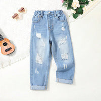 Girls Light Blue Distressed Denim Pant Jeans Light Blue 3-4 Y